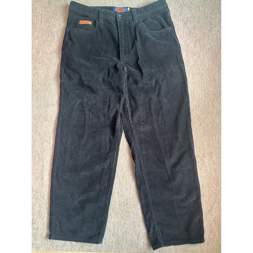 Empyre Relaxed Black Corduroy Pants Mens 34 Skate Streetwear Wide Wale Cotton